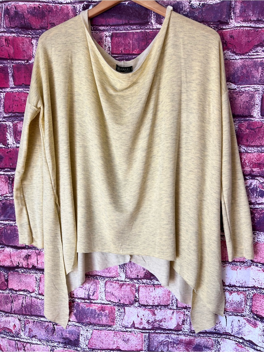 Amari Collective Heathered Yellow Off-Shoulder French Terry Sweatshirt Top